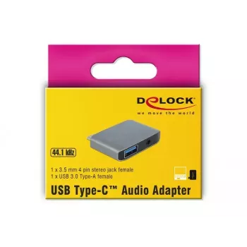 DeLOCK 63965 USB-C audio adapteris, 3,5 mm ligzda + USB-A, antracīta krāsā