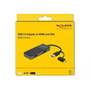 Portatīvā datora dokstacija DeLOCK 64085 USB 3.2 Gen 1 Type-A melna