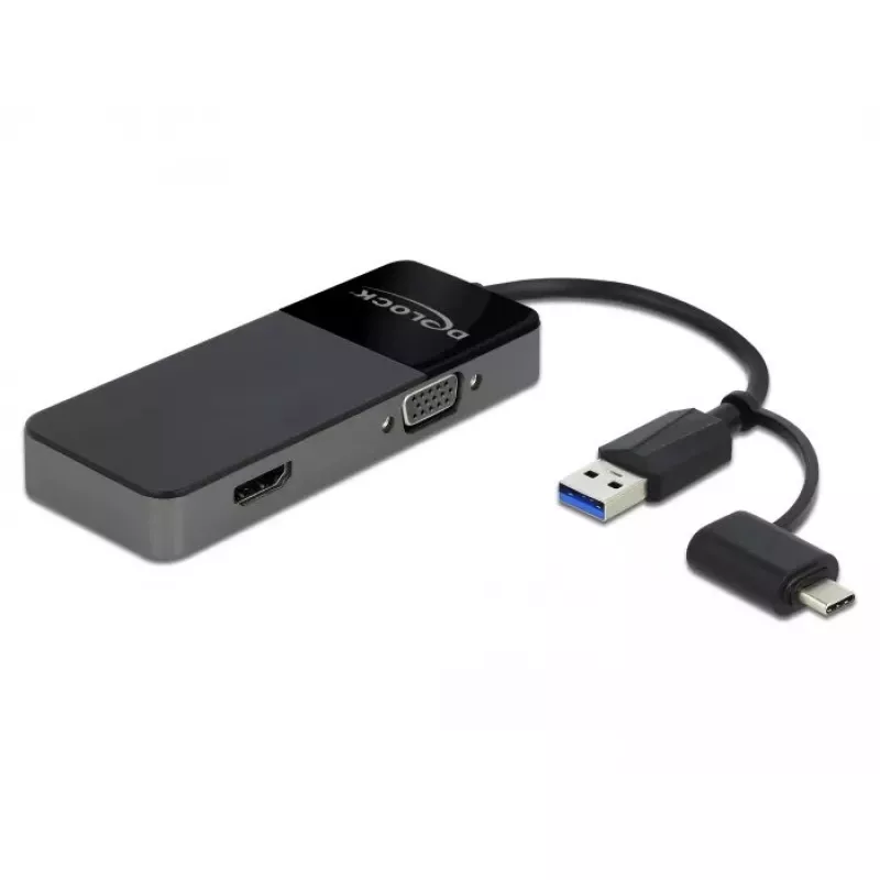 Portatīvā datora dokstacija DeLOCK 64085 USB 3.2 Gen 1 Type-A melna