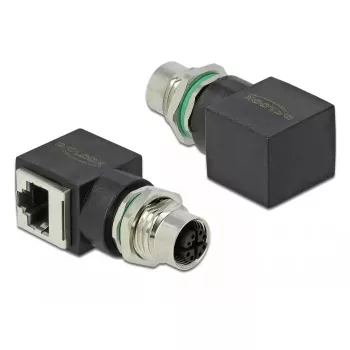 Kabeļa savienotāju adapteris DeLOCK 66316 M12 RJ45 Melns