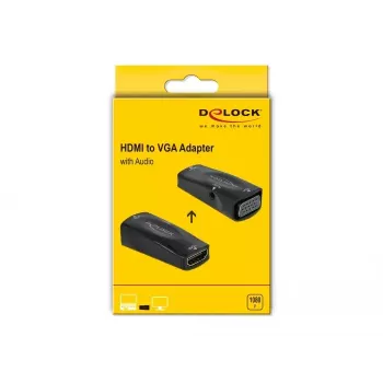 Adapteris HDMI-A sieviešu tipa uz VGA sieviešu tipa 1080p ar Audio DeLOCK 66560