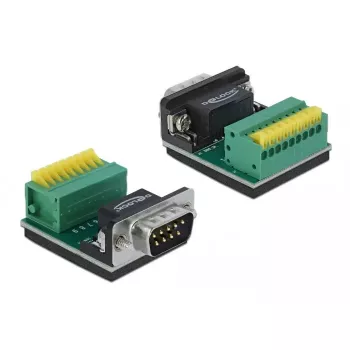 Vadu savienotājs DeLOCK 66321 1 x seriālais Sub-D 9 1 x 9 kontaktu Melns Zaļš Sudrabains Dzeltens