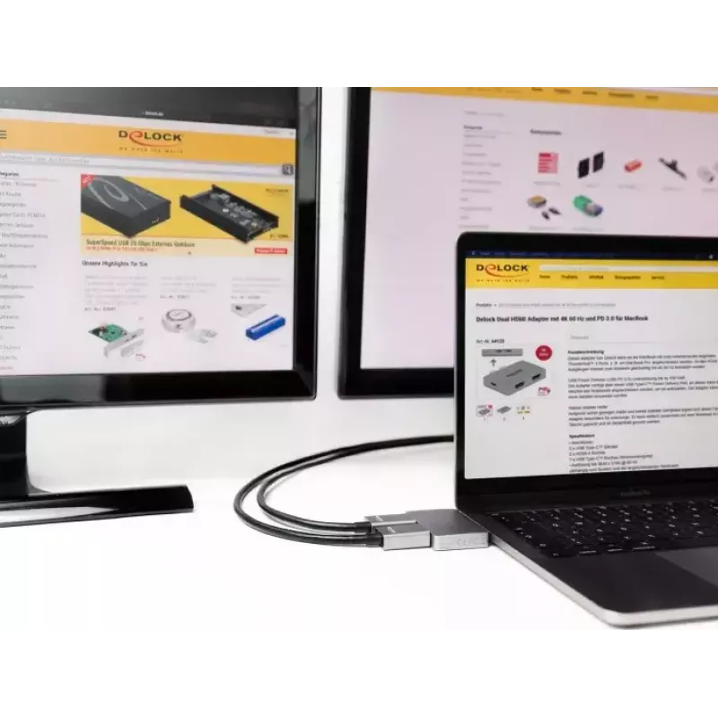 Divu HDMI adapteris DeLOCK 64123 MacBook datoriem