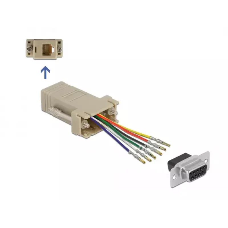 Montāžas komplekts D-Sub 9 kontaktu ligzda uz RJ12 6P/6C ligzdu DeLOCK 66759