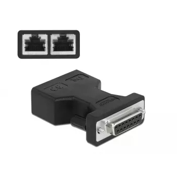 Adapteris DeLOCK D-Sub 15 pin female uz 2 x RJ45 female AUI 66806