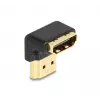DELOCK HDMI adapteris, vīrišķais pret sievišķo, 90° leņķī uz leju, 8K 60 Hz, metāla