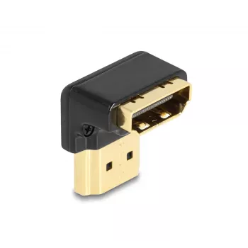 DELOCK HDMI adapteris, vīrišķais pret sievišķo, 90° leņķī uz leju, 8K 60 Hz, metāla