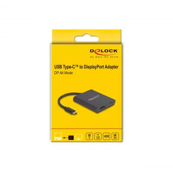 DeLOCK USB Type-C uz DisplayPort adapteris 8K HDR strāvas padeve 60 W