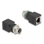 DeLOCK M12 adapteris D-kodēts 4 kontaktu sievišķais uz RJ45 ligzdu taisns