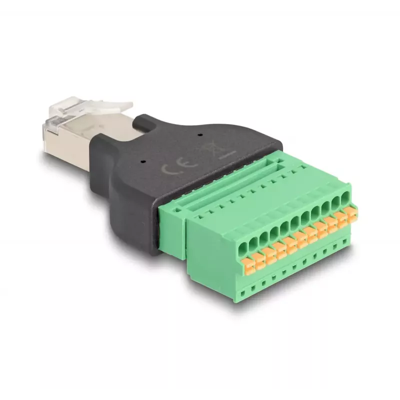 DeLOCK RJ50 spraudnis uz spaiļu bloka adapteri ar spiedpogu 11 kontaktu spaiļu bloku