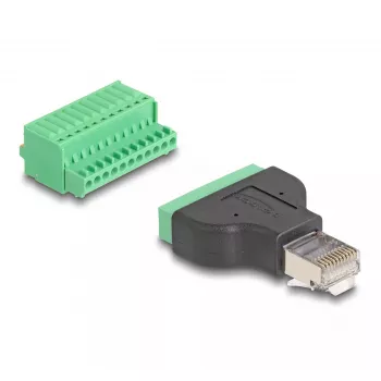 DeLOCK RJ50 spraudnis uz spaiļu bloka adapteri ar spiedpogu 11 kontaktu spaiļu bloku