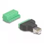DeLOCK RJ50 spraudnis uz spaiļu bloka adapteri ar spiedpogu 11 kontaktu spaiļu bloku
