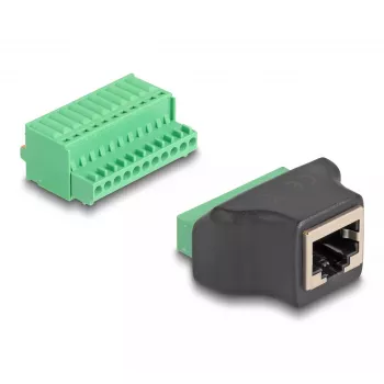 DeLOCK RJ50 ligzda uz spaiļu bloka adapteris ar spiedpogas 11 kontaktu spaiļu bloku