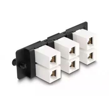 DeLOCK Keystone adaptera panelis 6 portu melns plakans RJ-45