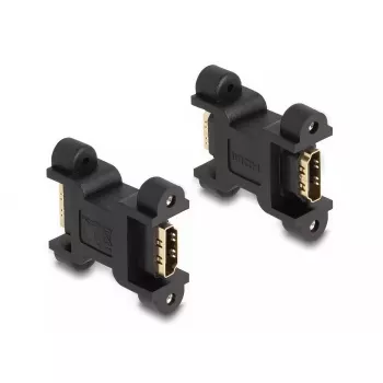 DELOCK HDMI adapteris mātīte-mātīte ar skrūvju savienojumu 66068 melns