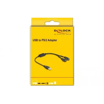 DeLOCK 61061 PS/2 kabelis 0,43 m 2x 6 kontaktu Mini-DIN USB A melns