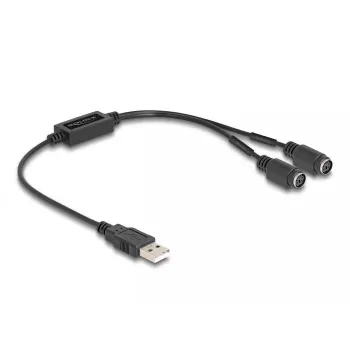 DeLOCK 61061 PS/2 kabelis 0,43 m 2x 6 kontaktu Mini-DIN USB A melns