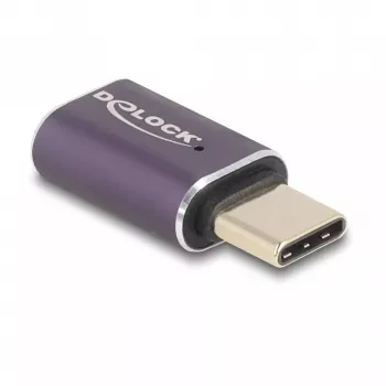 DeLOCK USB adapteris 40 Gb/s USB Type-C PD 3.1 240 W vīrišķais uz sievišķo pieslēgvietas aizsargs 8K 60 Hz metāla