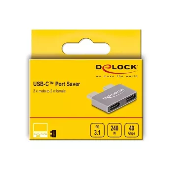 DeLOCK Adapteris USB 40 Gbps USB Type-C 2 x vīrišķais uz 2 x sievišķo pieslēgvietu aizsargs metāla