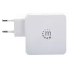 Manhattan sienas/strāvas lādētājs (Euro 2-kontaktu), USB-C un USB-A pieslēgvietas, USB-C izeja: 45W / 3A, USB-A izeja: 2.4A, balts, trīs gadu garantija, kaste