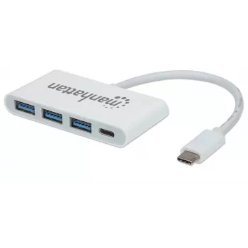 Manhattan USB-C dokstacija/sadalītājs, porti (x4): USB-A (x3) un USB-C, 5 Gbps (USB 3.2 Gen1 jeb USB 3.0), ar strāvas padevi (60W) uz USB-C portu (piezīme: nepieciešams papildu USB-C sienas lādētājs un USB-C kabelis), universāls visām ierīcēm, SuperSpeed USB, 3 gadu garantija