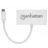 Manhattan USB-C dokstacija/sadalītājs, porti (x4): USB-A (x3) un USB-C, 5 Gbps (USB 3.2 Gen1 jeb USB 3.0), ar strāvas padevi (60W) uz USB-C portu (piezīme: nepieciešams papildu USB-C sienas lādētājs un USB-C kabelis), universāls visām ierīcēm, SuperSpeed USB, 3 gadu garantija