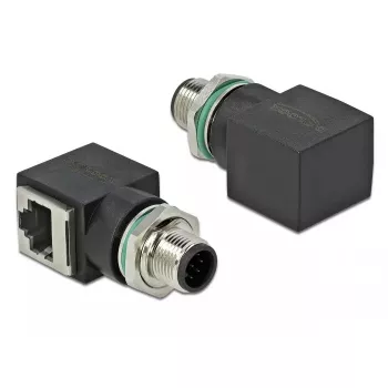Kabeļa savienotāja pārveidotājs DeLOCK 66315 M12 RJ45 Melns