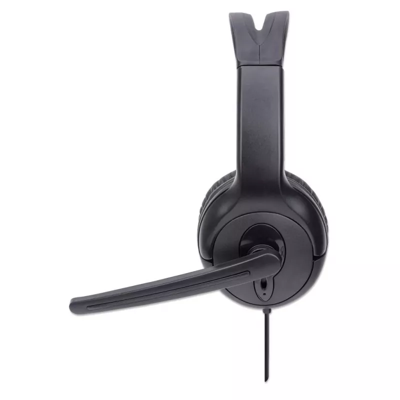 Manhattan Mono Over-Ear Headset (USB), Microphone Boom (padded), Retail Box Packaging, Adjustable Headband, In-Line Volume Control, Ear Cushion, USB-A for both sound and mic use, kabelis 1.5m, Three Year Warranty