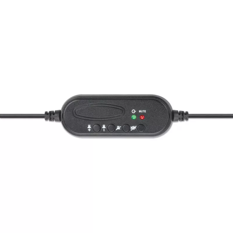 Manhattan Mono Over-Ear Headset (USB), Microphone Boom (padded), Retail Box Packaging, Adjustable Headband, In-Line Volume Control, Ear Cushion, USB-A for both sound and mic use, kabelis 1.5m, Three Year Warranty