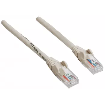Intellinet tīkla savienojuma kabelis, Cat6, 20m, pelēks, CCA, U/UTP, PVC, RJ45, zelta pārklājuma kontakti, bez aizķeršanās, ar aizsargapvalku, mūža garantija