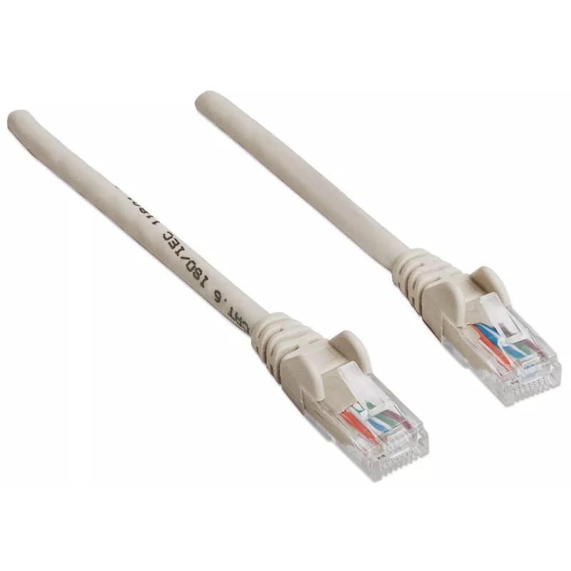 Intellinet tīkla savienojuma kabelis, Cat6, 20m, pelēks, CCA, U/UTP, PVC, RJ45, zelta pārklājuma kontakti, bez aizķeršanās, ar aizsargapvalku, mūža garantija