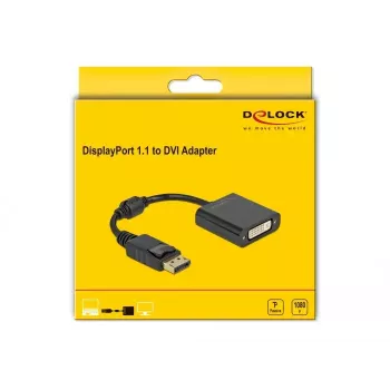 Adapteris DisplayPort 1.1 vīr. uz DVI siev. pasīvs melns DeLOCK 61008