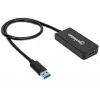 Manhattan USB-A uz HDMI adaptera kabelis, 60 cm, vīriešu uz sieviešu, 5 Gb/s (USB 3.2 Gen1 jeb USB 3.0), 2560x1440 @ 32 bitu krāsa, Full HD video 1080p@16:9, melns, blistera iepakojums