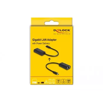 DeLOCK 61026 kabeļa dzimuma pārveidotājs USB C RJ45 melns