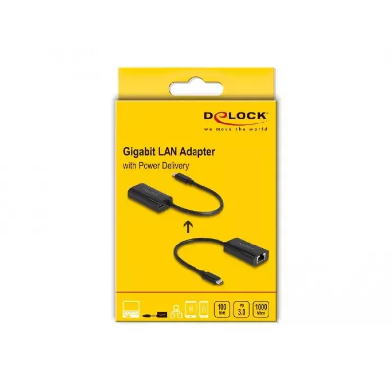 DeLOCK 61026 kabeļa dzimuma pārveidotājs USB C RJ45 melns