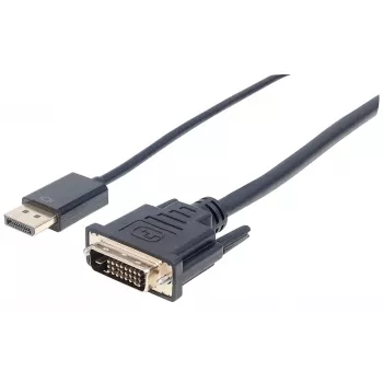 Manhattan DisplayPort 1.2a uz DVI-D 24+1 kabelis, 1080p@60Hz, 3 m, vīriešu-vīriešu, pasīvs, saderīgs ar DVD-D, melns, trīs gadu garantija, ekvivalents DP2DVIMM10.