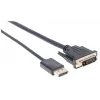 Manhattan DisplayPort 1.2a uz DVI-D 24+1 kabelis, 1080p@60Hz, 3 m, vīriešu-vīriešu, pasīvs, saderīgs ar DVD-D, melns, trīs gadu garantija, ekvivalents DP2DVIMM10.