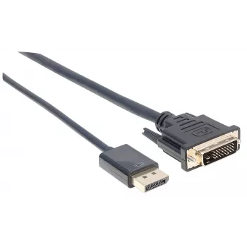 Manhattan DisplayPort 1.2a uz DVI-D 24+1 kabelis, 1080p@60Hz, 3 m, vīriešu-vīriešu, pasīvs, saderīgs ar DVD-D, melns, trīs gadu garantija, ekvivalents DP2DVIMM10.