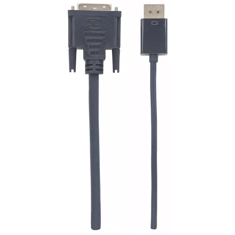 Manhattan DisplayPort 1.2a uz DVI-D 24+1 kabelis, 1080p@60Hz, 3 m, vīriešu-vīriešu, pasīvs, saderīgs ar DVD-D, melns, trīs gadu garantija, ekvivalents DP2DVIMM10.