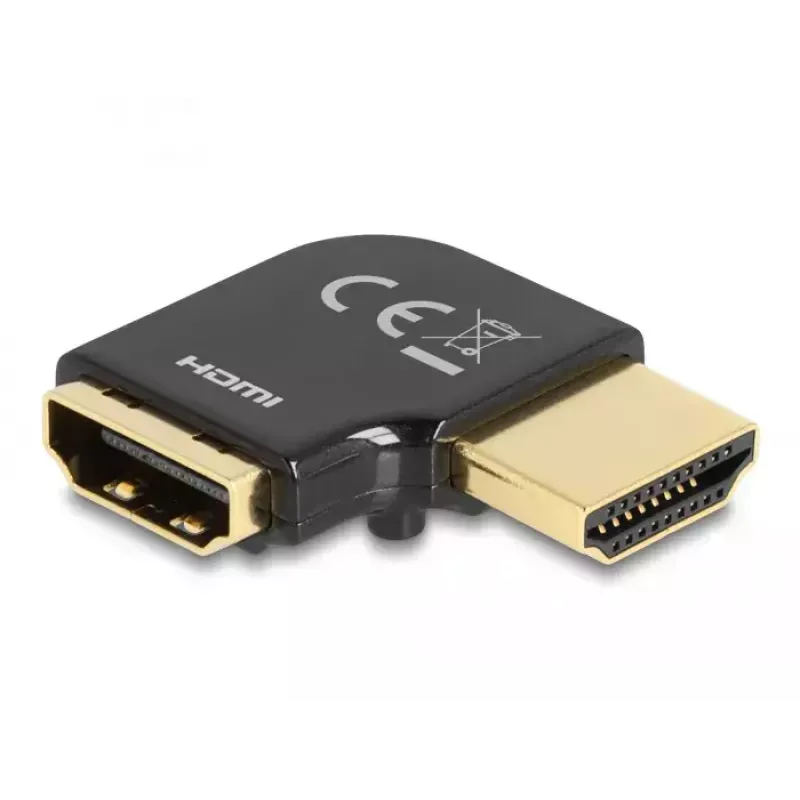 DeLOCK HDMI adapteris vīrišķais uz sievišķo 90° kreisi leņķots 8K 60 Hz metāls