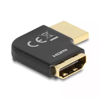 DeLOCK HDMI adapteris vīrišķais uz sievišķo 90° kreisi leņķots 8K 60 Hz metāls