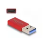 DeLOCK USB adapteris USB Type-A vīr. uz USB Type-C siev. sarkans 10 Gbps
