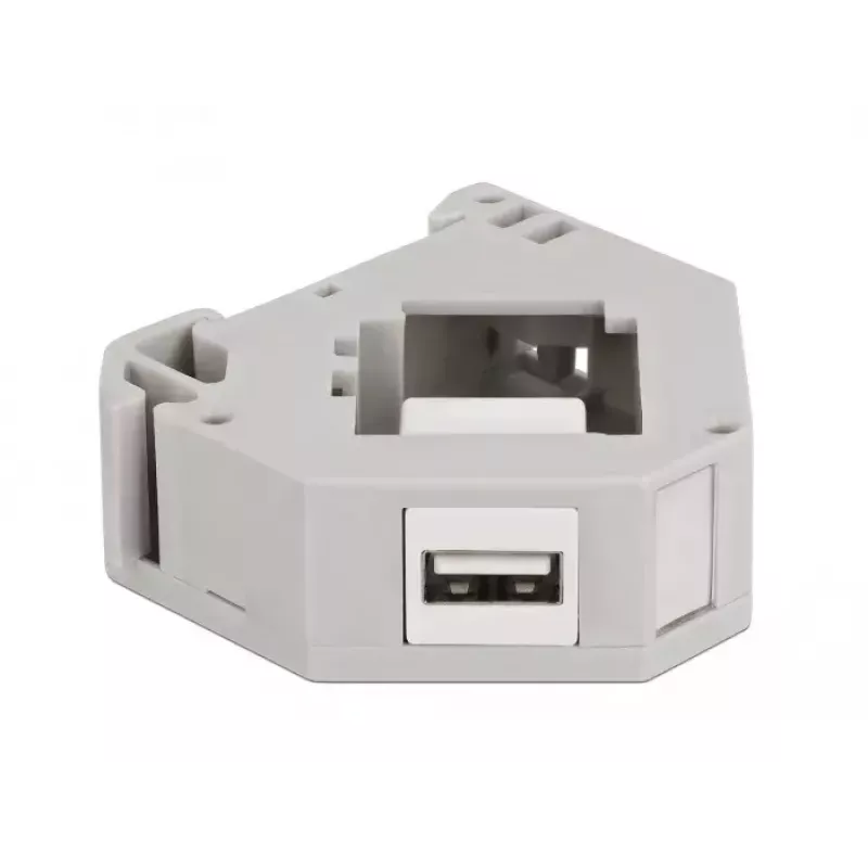 Keystone modulis DELOCK 87163 — USB A uz USB A, pelēks/baltss, 60,1×59,4×21,6 mm
