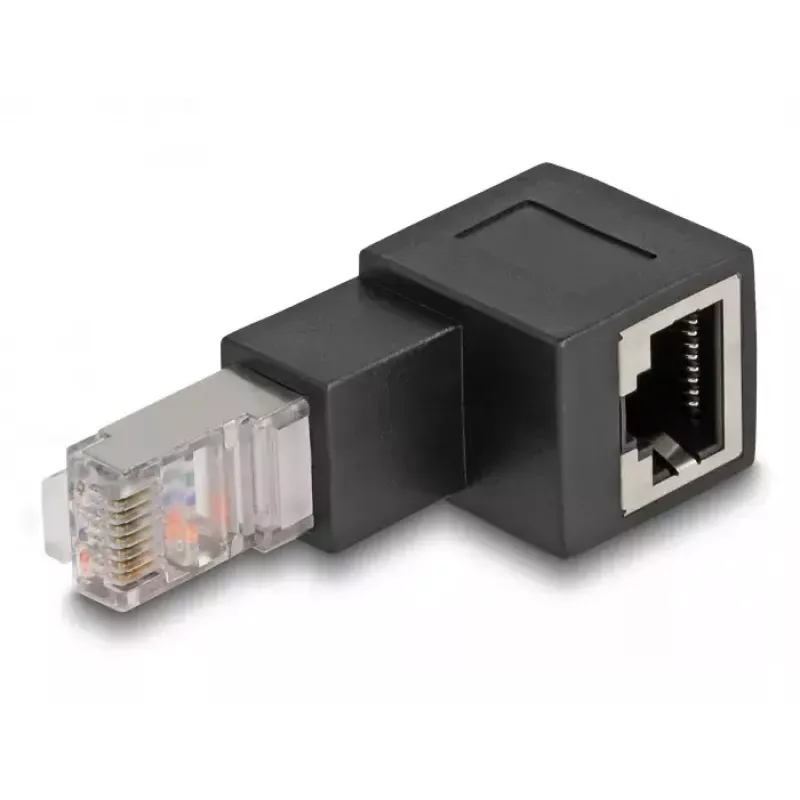 DeLOCK RJ45 spraudnis uz RJ45 ligzdu adapteris Cat.6A 90° lejupvērsts leņķī