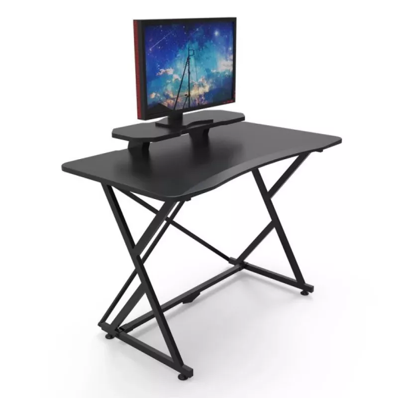 Techly spēļu galds datoram ar stūrainu ergonomisku malu, melns