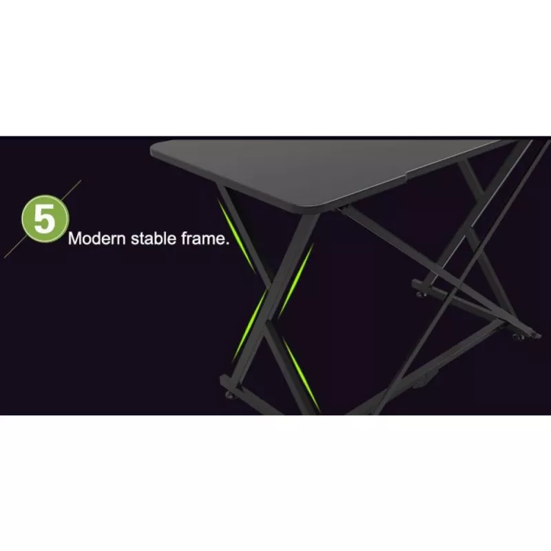 Techly spēļu galds datoram ar stūrainu ergonomisku malu, melns