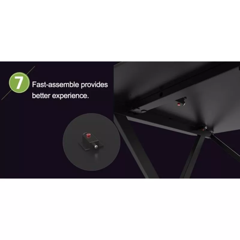 Techly spēļu galds datoram ar stūrainu ergonomisku malu, melns