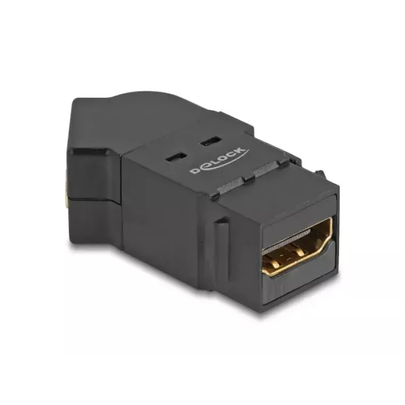 DeLOCK HDMI paneļa stiprinājums sievišķais–sievišķais 45° leņķī 8K 60 Hz melns