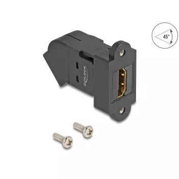 DeLOCK HDMI paneļa stiprinājums sievišķais–sievišķais 45° leņķī 8K 60 Hz melns