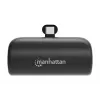 Manhattan ārējais akumulators ar integrētu USB-C spraudni, 5000 mAh, līdz 20 W jauda, izvelkams balsts lietošanai kā uzlādes tālruņa turētājs, melns, viena gada garantija
